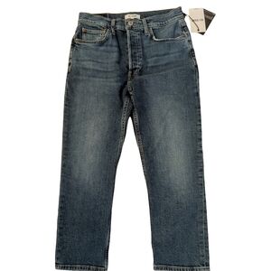 RE/DONE 90s High Rise Extra Crop Straight Leg Jeans Size 28 Mid Blue Wash Levi's